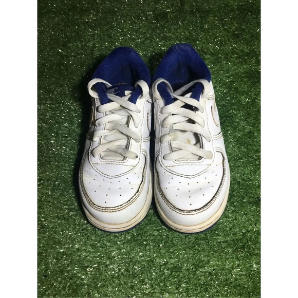 Kids/toddlers Airforces size 9c Nike white/blue leather back to school bts play - Picture 3 of 5